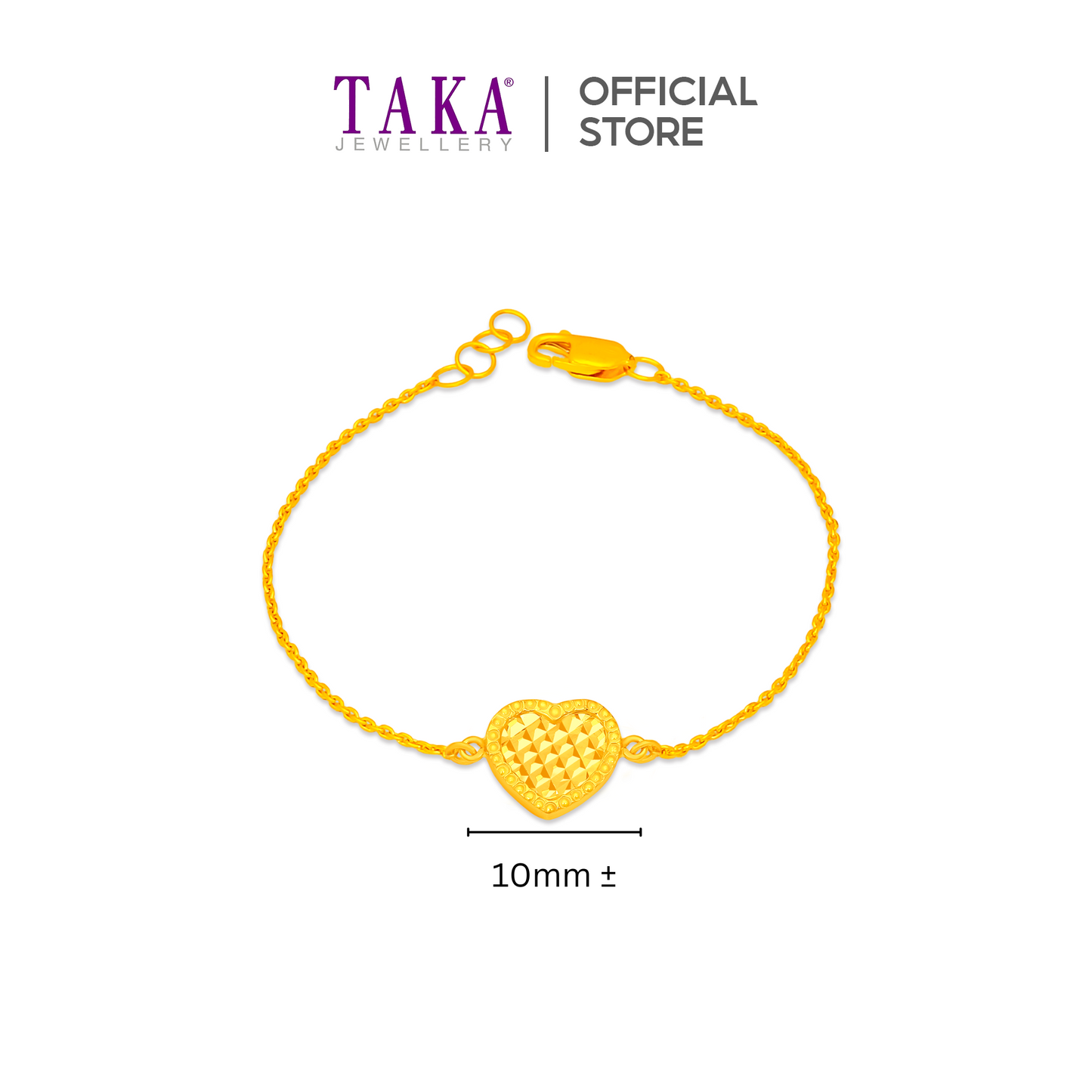 TAKA Jewellery 916 Gold Bracelet Heart-shaped