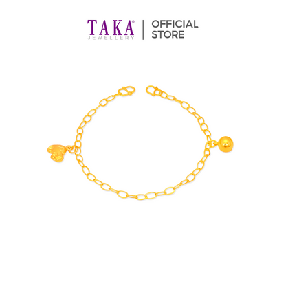 TAKA Jewellery 916 Gold Baby Anklet with Bell and Car