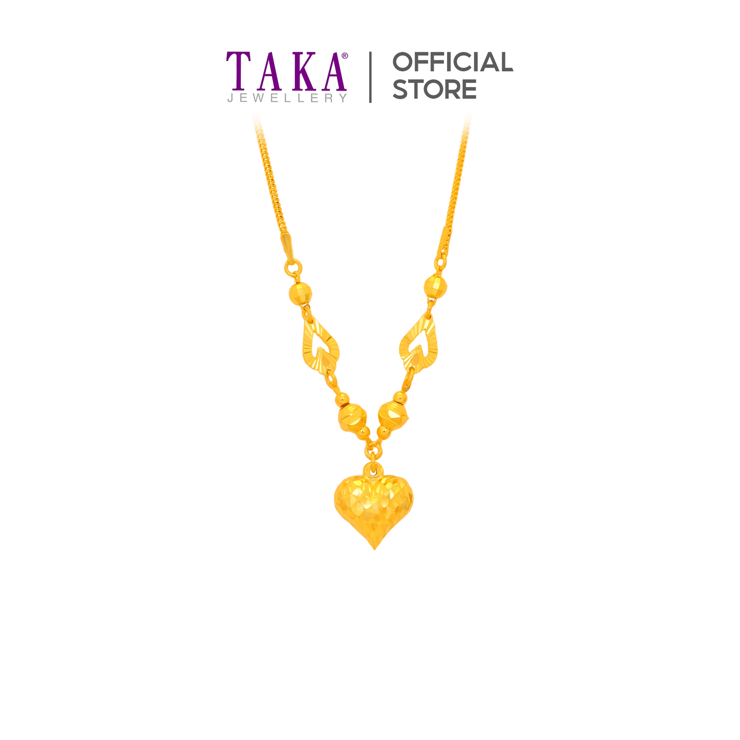 TAKA Jewellery 916 Gold Necklace Heart-shaped
