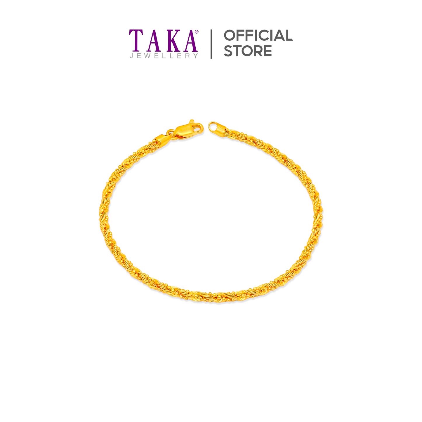 TAKA Jewellery 916 Gold Bracelet Rope mix Beaded