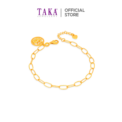 TAKA Jewellery 916 Gold Bracelet Hanging with Blessing Pendant