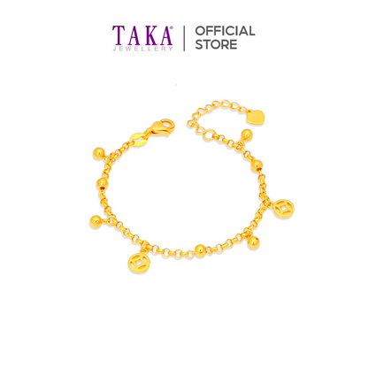 TAKA Jewellery 916 Gold Baby Bracelet Hanging with Gold Coins