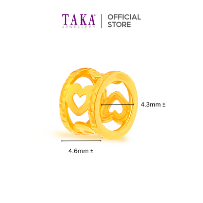 TAKA Jewellery 916 Gold Pendant Barrel with Hearts