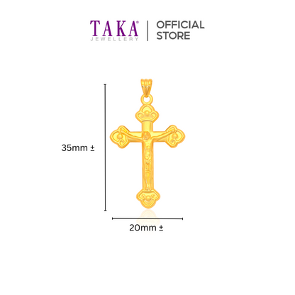 TAKA Jewellery 916 Gold Pendant Cross with Crucifix