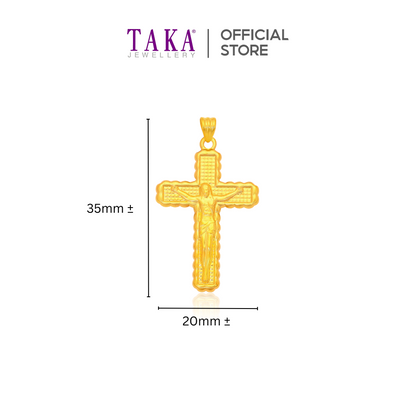 TAKA Jewellery 916 Gold Pendant Cross with Crucifix