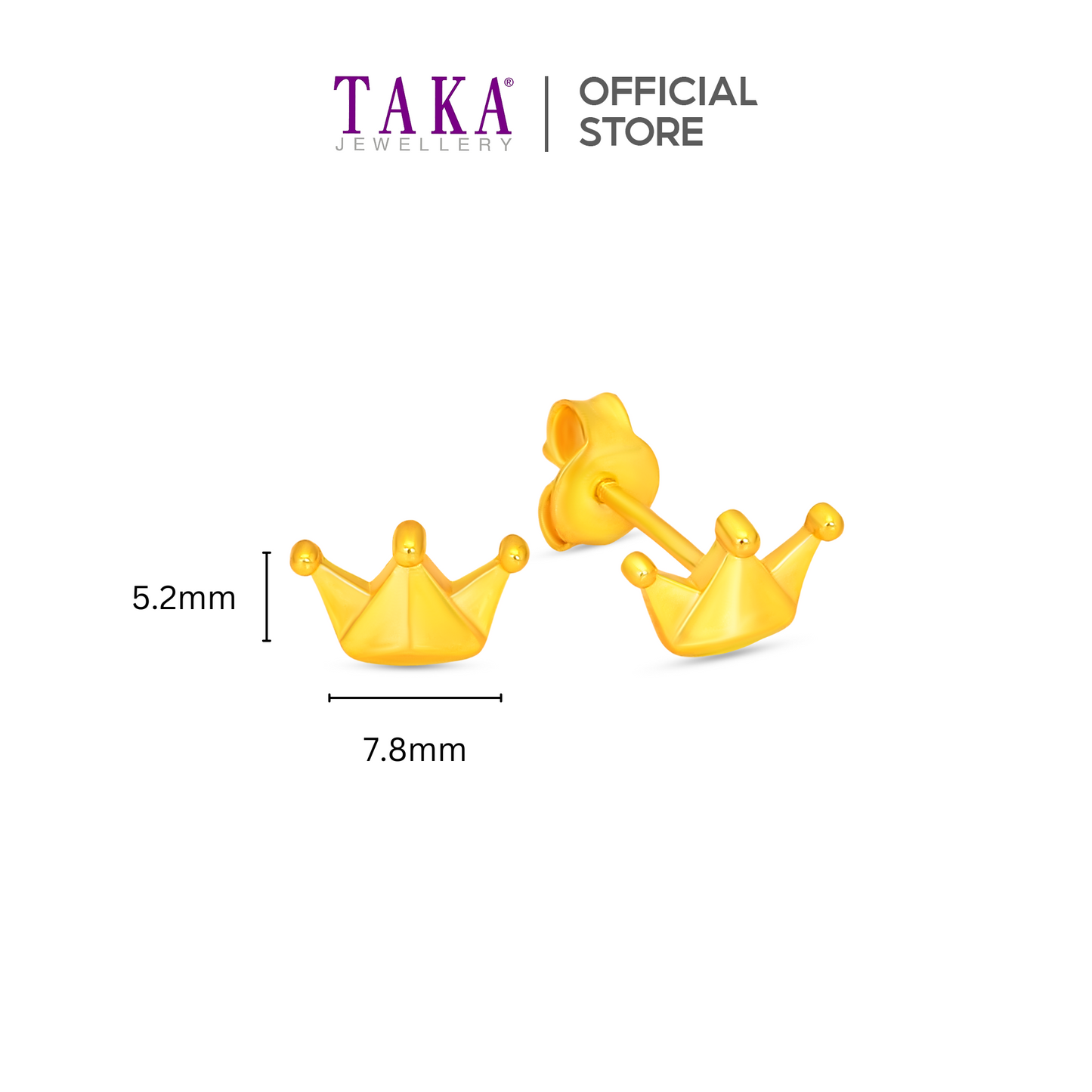 TAKA Jewellery 916 Gold Earrings Crown