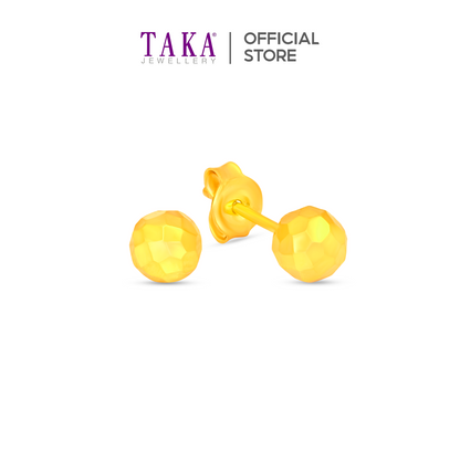 TAKA Jewellery 916 Gold Earrings Ball with Cutting