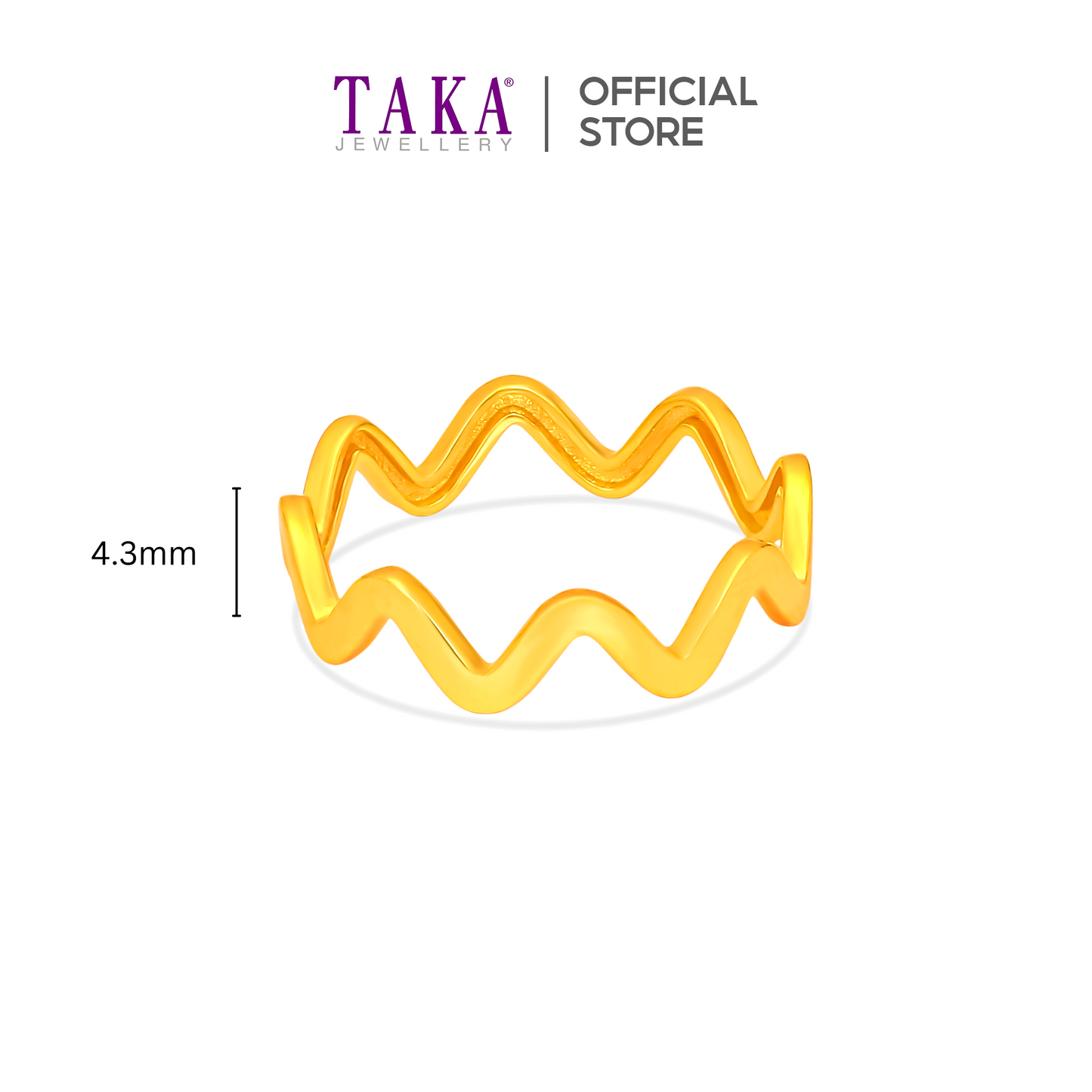 TAKA Jewellery 916 Gold Ring Wave