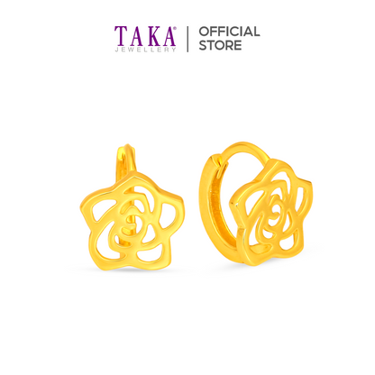 TAKA Jewellery 916 Gold Earrings Hoop Flower