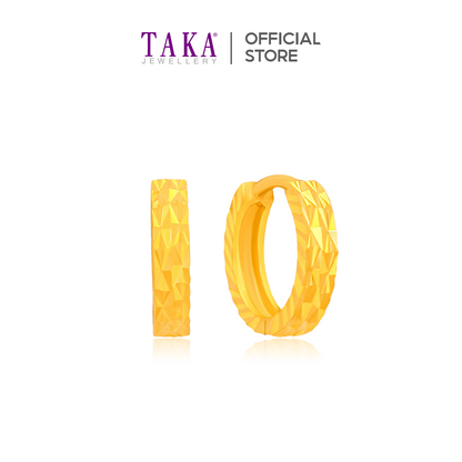 TAKA Jewellery 916 Gold Hoop Earrings with Diamond Cut