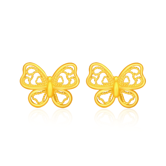 TAKA Jewellery 999 Pure Gold Earrings Butterfly