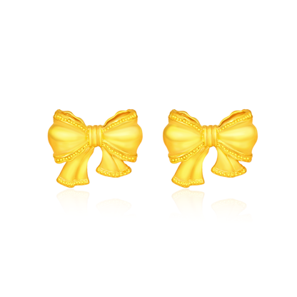 TAKA Jewellery 999 Pure Gold Earrings Ribbon