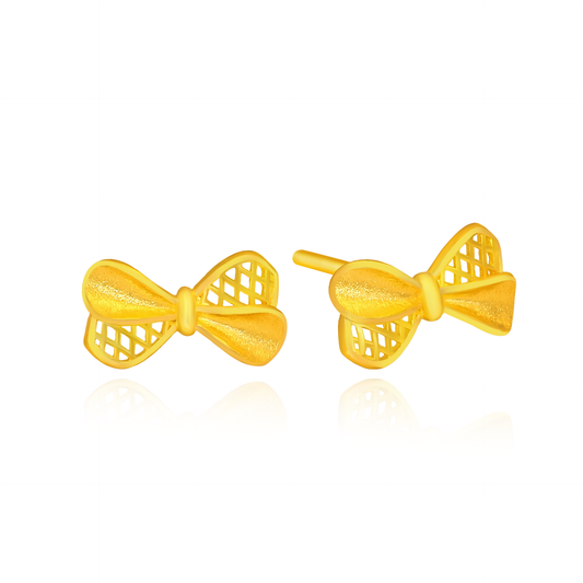 TAKA Jewellery 999 Pure Gold Earrings Ribbon