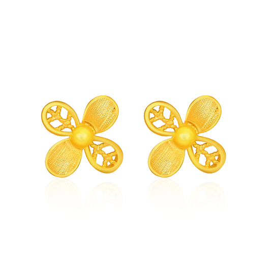 TAKA Jewellery 999 Pure Gold Earrings Flower