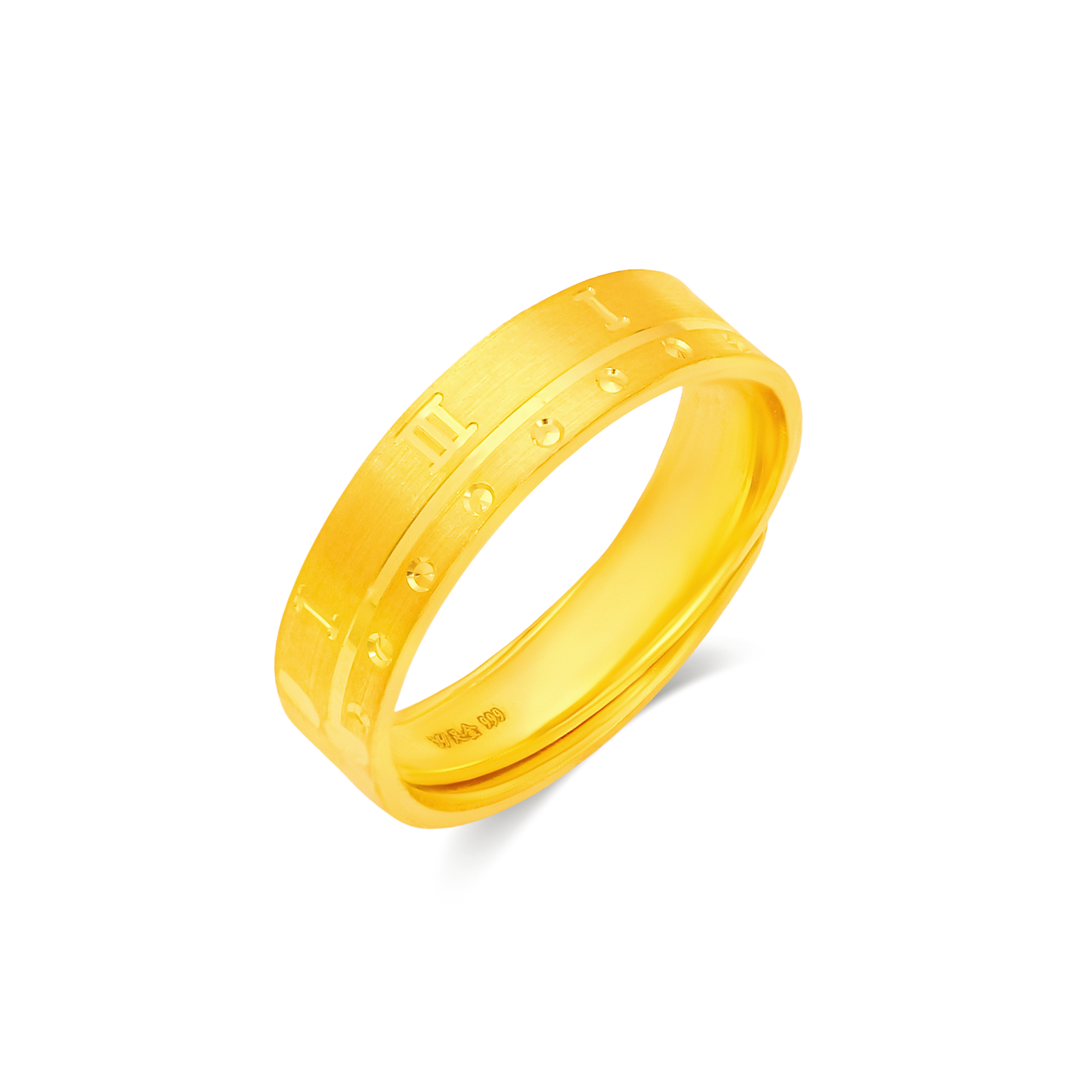 TAKA Jewellery 999 Pure Gold Ring Roman Numeral