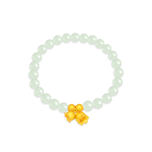 TAKA Jewellery 999 Pure Gold Lily of the Valley with Gold Ball Beads Bracelet