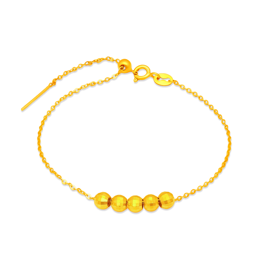 TAKA Jewellery 999 Pure Gold Ball Charm with Silver Bracelet