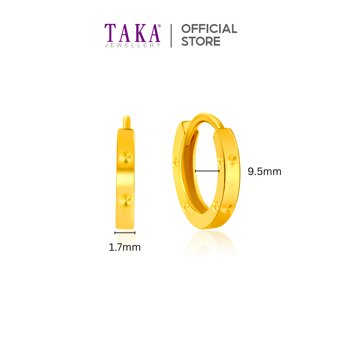 TAKA Jewellery 916 Gold Hoop Earrings