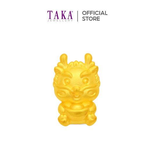 TAKA Jewellery 999 Pure Gold CHarm Dragon with Ingot