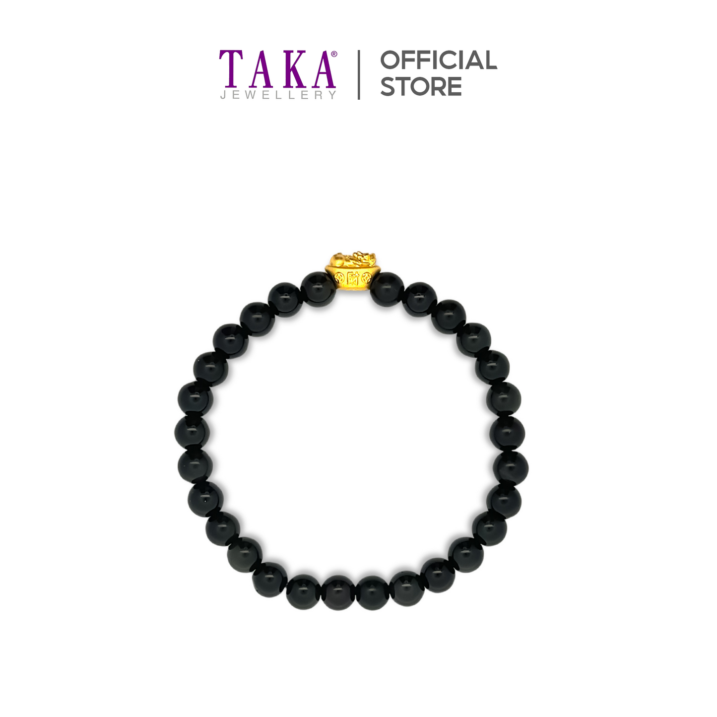 TAKA Jewellery 999 Pure Gold PiXiu YunBao Charm With Beads Bracelet